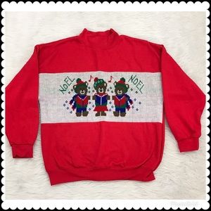 Vintage Christmas Sweater Singing Teddy Bears M
